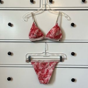 Red Floral Bikini Set